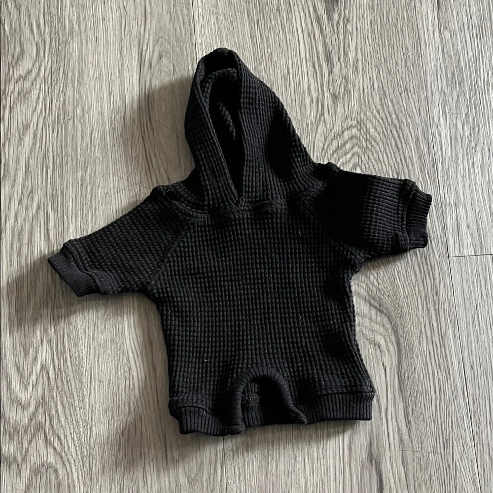 Black Hooded Dog Sweater with Bold Text